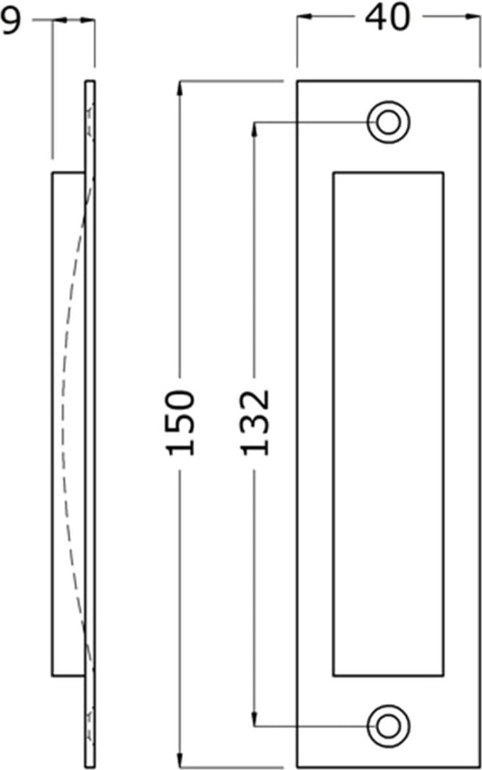 Hermeta Schuifdeurkom 120x40mm Zwart Recht - 4556-70