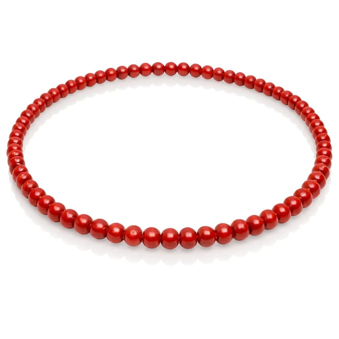 Rode houten kralen ketting 90cm