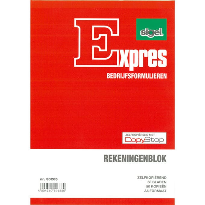 Rekeningblok Sigel Expres - Zelfkopierend - A5 - 2x50 Blad