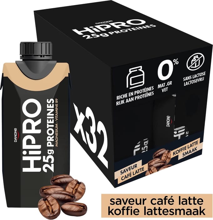 Danone HiPRO Eiwitshake – Koffie – 25g Proteïne – 32 x 330ml – Lactosevrij