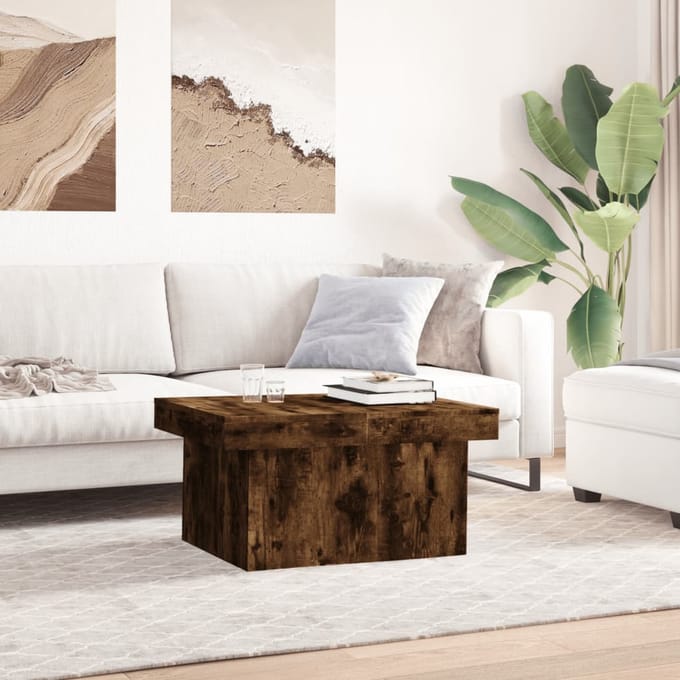 vidaXL - Salontafel - 100x55x40 - cm - bewerkt - hout - gerookt - eikenkleurig