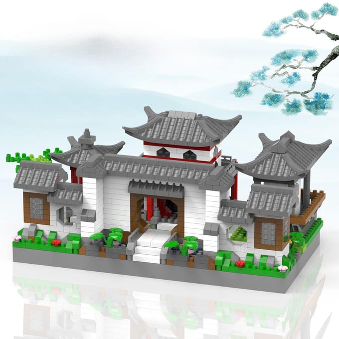 De Drie-in-één Oude Architectuur van de Suzhou Tuin Is van Grote Moeilijkheid 26*19*9cm gray