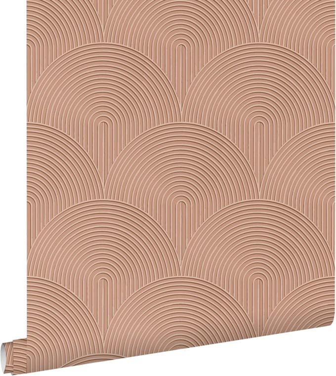 ESTAhome behang 3D-motief terracotta roze - 50 x 900 cm - 131104