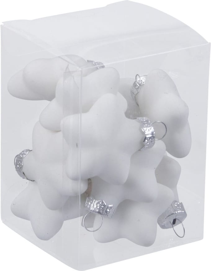 Othmar Decorations Kerstornamenten - sterren - 12x st - wit - 4 cm - glas - kerstversiering