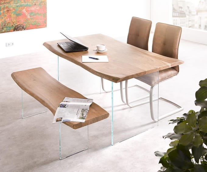 Eettafel Edge acacia natuur 140x90 verre Live-Edge
