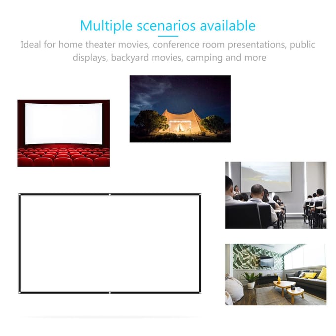 150 inch Projectiescherm Breedbeeld 16:9 Draagbaar Projectiescherm Kreukvrij Opvouwbaar Binnen 150 inches wit