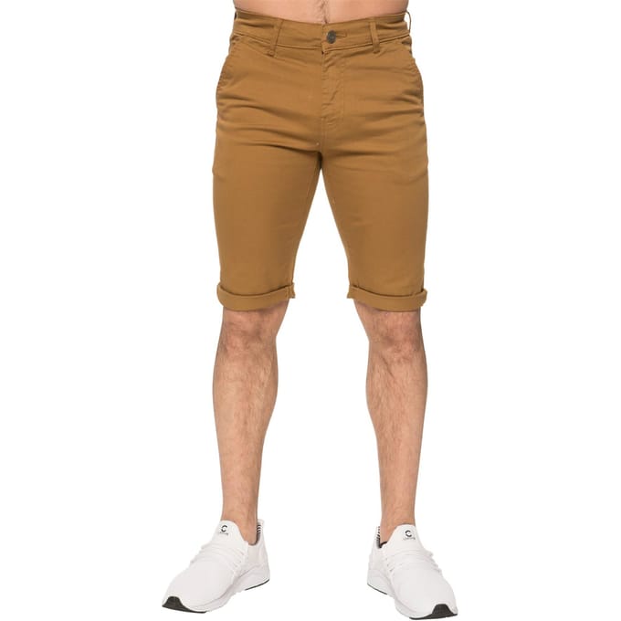 Enzo | Heren slim-fit stretch chinoshort - bruin