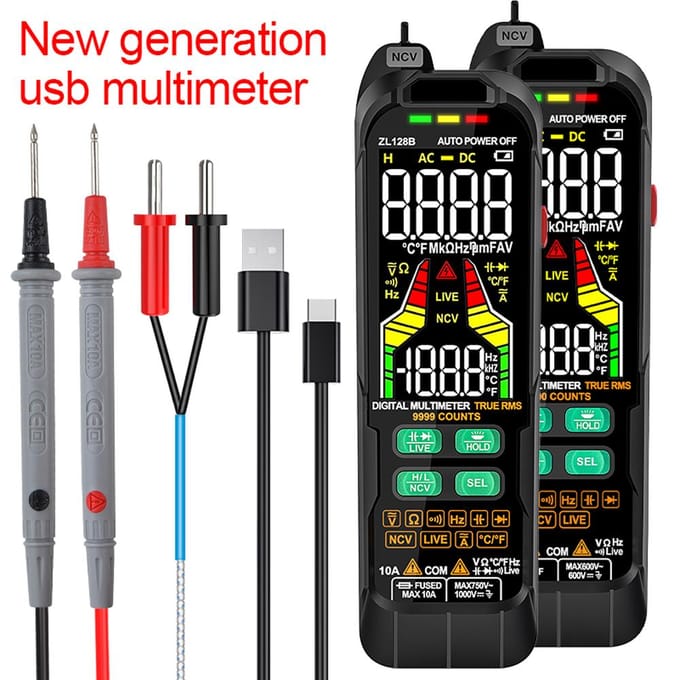 Multimètre numérique testeur professionnel compteur courant alternatif tension continue Multimetro ZL128B multicolore