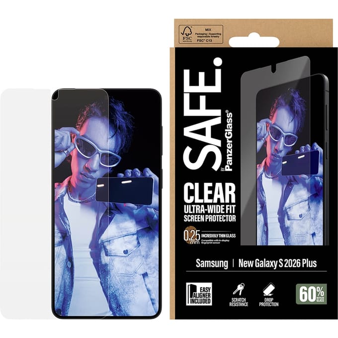 SAFE by PanzerGlass Screenprotector geschikt voor Samsung Galaxy S26 Plus Glazen | SAFE by PanzerGlass Ultra-Wide-Fit Screenprotector - Case Friendly