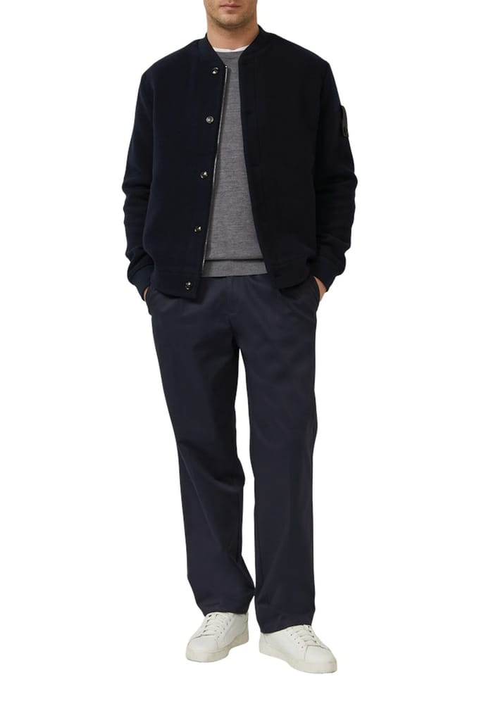 s.Oliver - male - Broek met wijde pijpen, plooien en elastische tailleband
