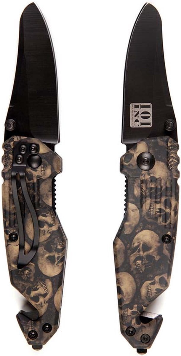 101inc Zakmes Skull klein + clip zwart