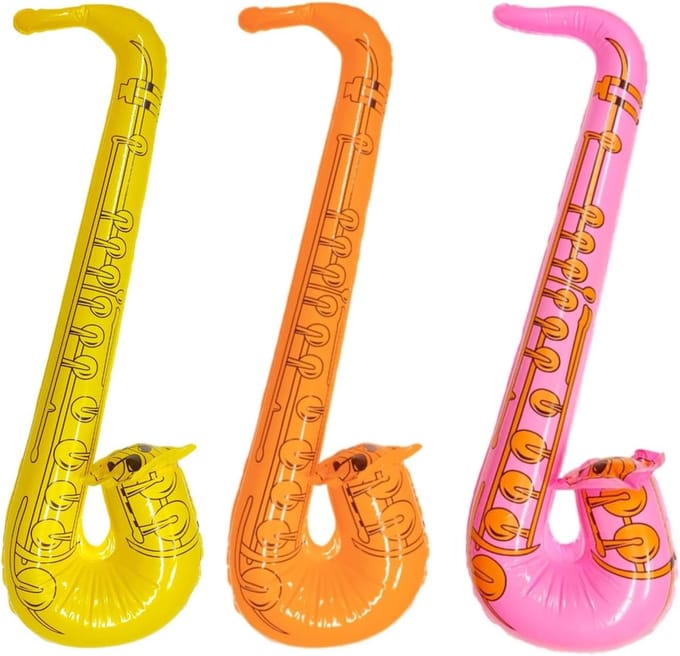 3-Pack Opblaasbare Saxofoon Muziekinstrument Speelgoed - 70 cm Feestartikelen