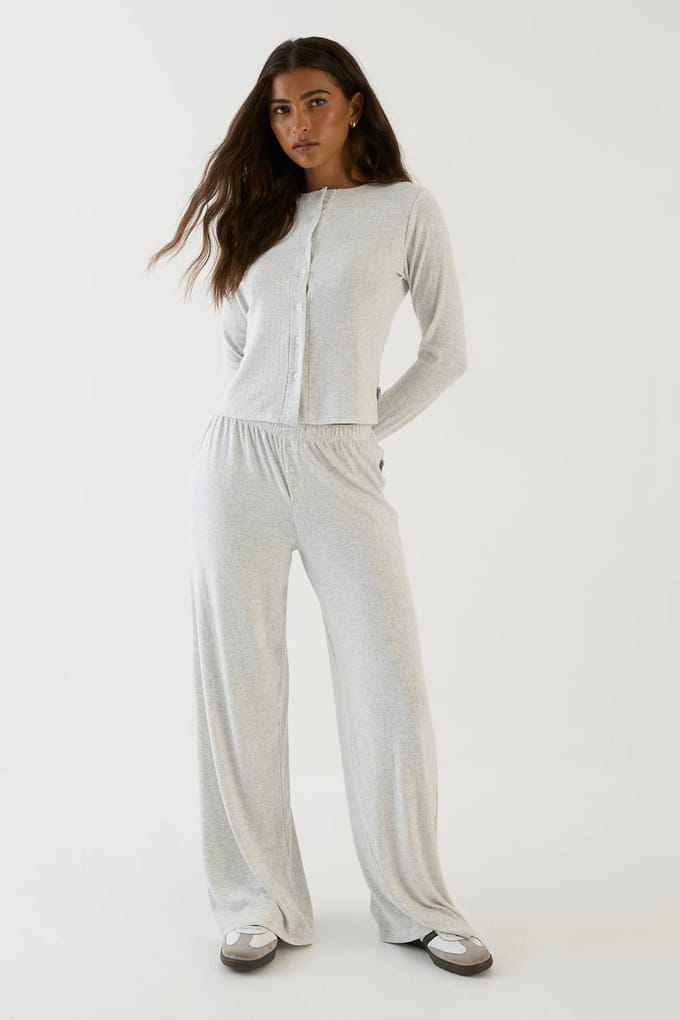 Dames Dsgn Studio Pointelle Wijde Pijpenbroek | Asgrijs | Maat: Medium