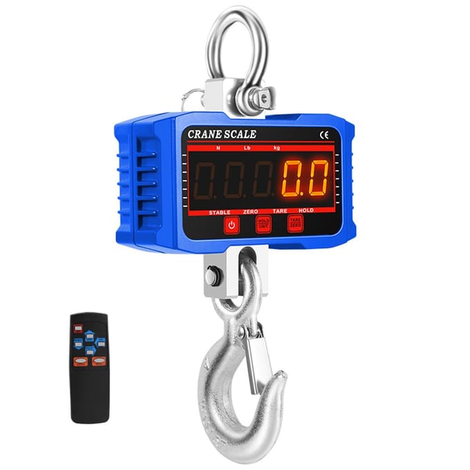 Digitale LCD-display Kraanweegschaal Hoge belasting Draagbare industriële elektronische zware gewichtshaak blauw