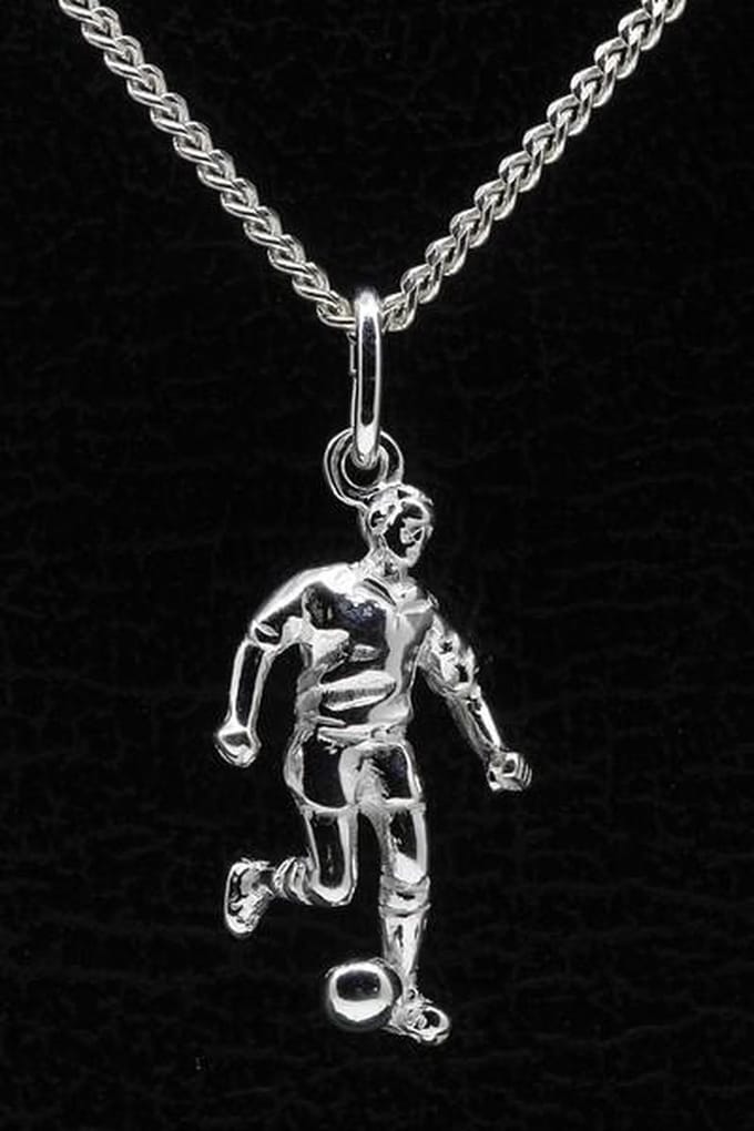 Zilveren Voetballer ketting hanger - 3