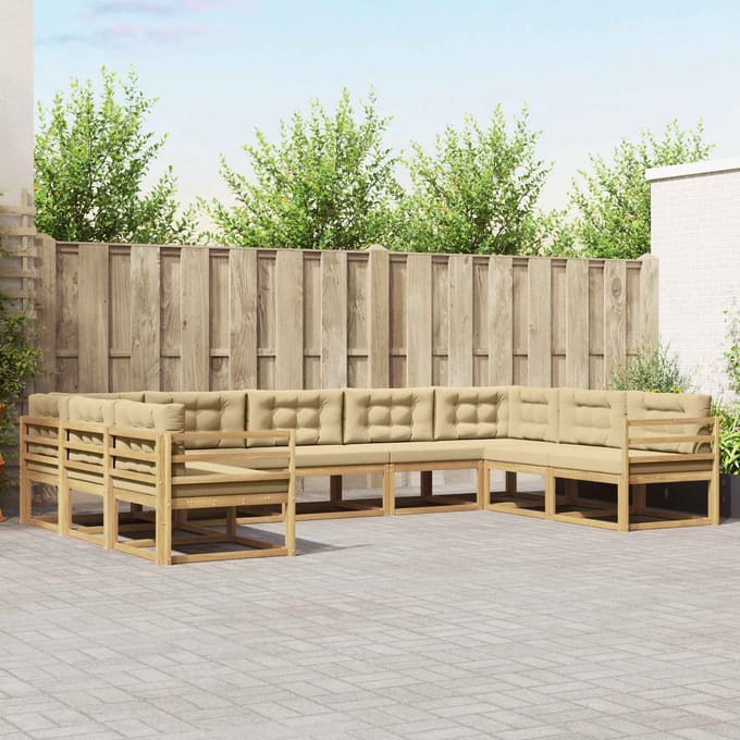 vidaXL - Buiten - bank - set - 9 - st - Wit - en - Beige