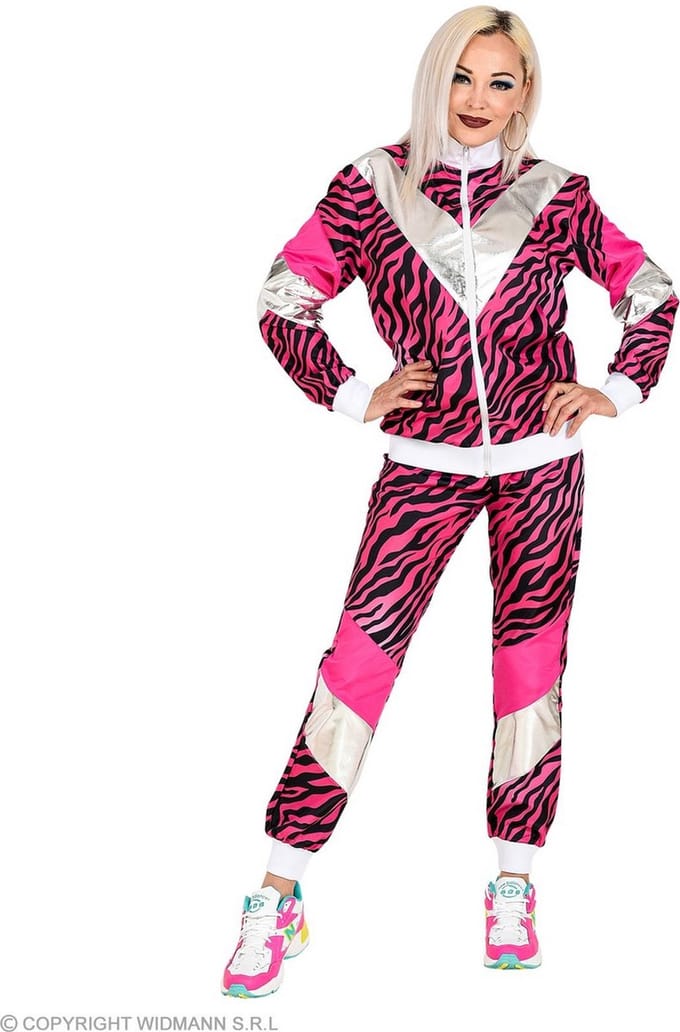 Trainingspak tijger neon roze jaren 80