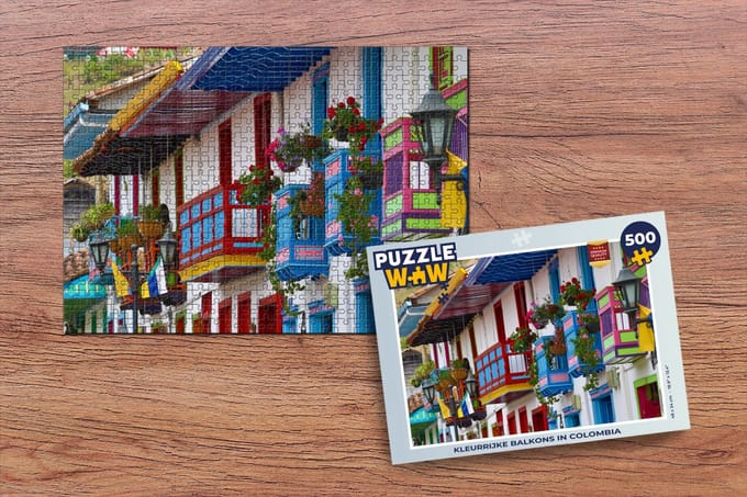 Puzzel Kleurrijke balkons in Colombia - Legpuzzel - Puzzel 500 stukjes