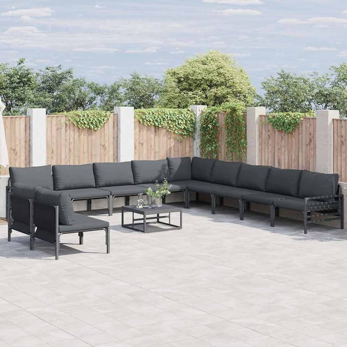 vidaXL - Tuinbank - Set - 11 - st - Zwart - Staal