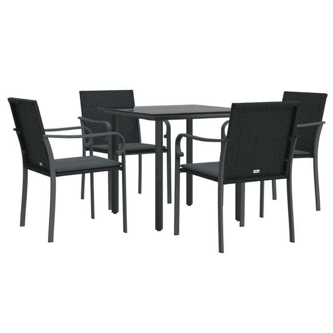 vidaXL - 5-delige - Tuinset - met - kussens - poly - rattan - en - staal
