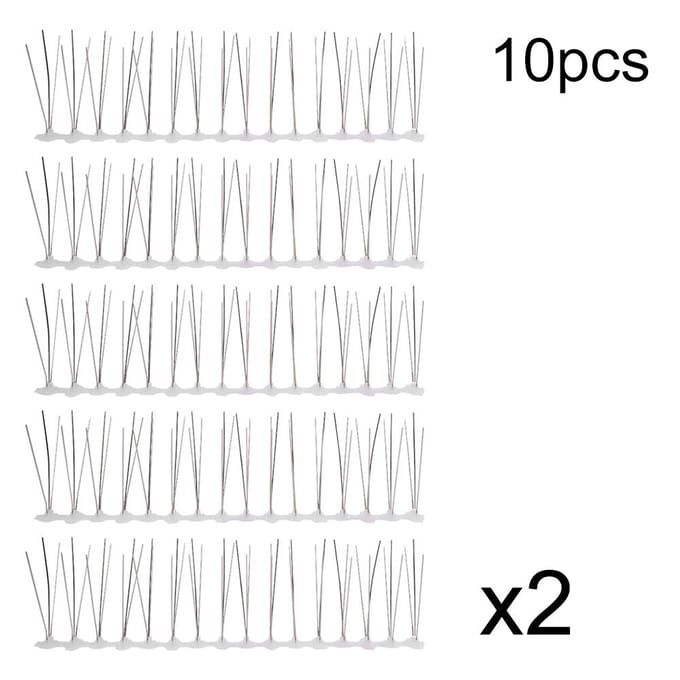 Lot de 10 pics anti-oiseaux en acier inoxydable de 30 cm pour extérieur white