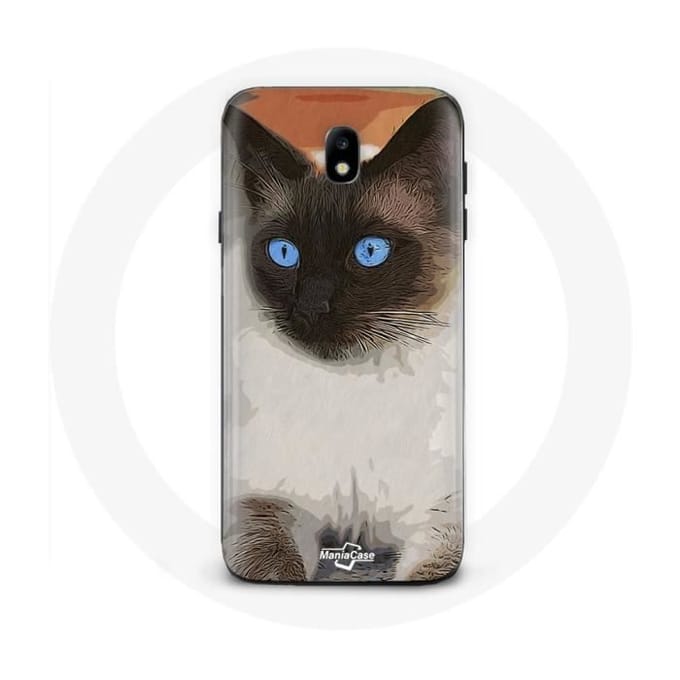 Coque pour Samsung Galaxy J7 2017 Siamois Noir et blanc Yeux Bleus