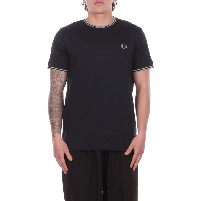T-shirt met dubbel contrasterend biesje Fred Perry