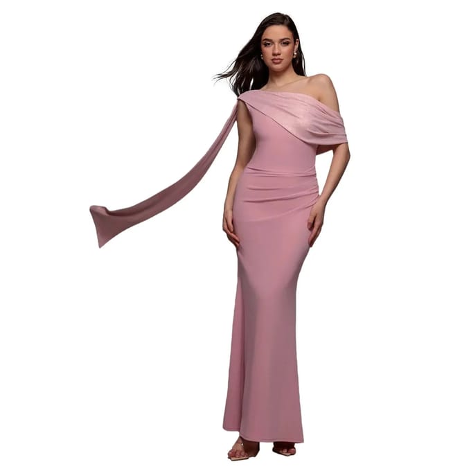 Asymmetrische Lurex jurk dames Goddiva Maxi
