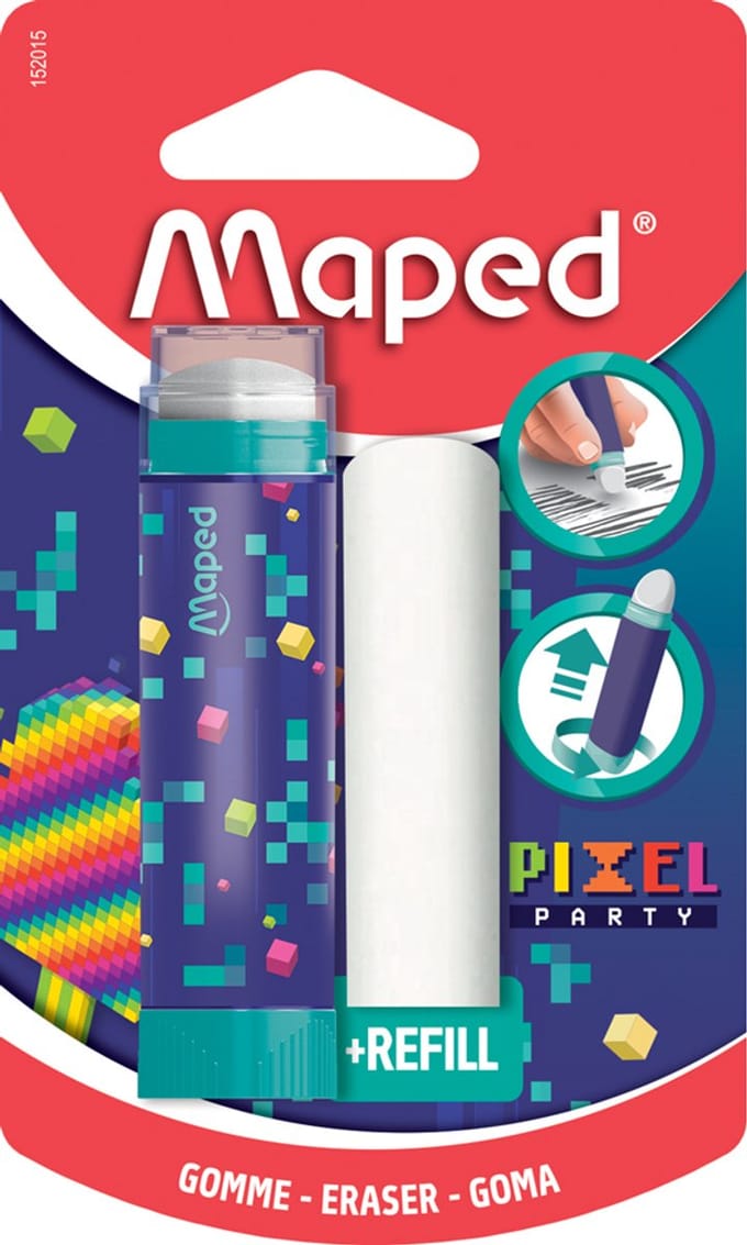 Maped PIXEL PARTY gum met reservegum, blister
