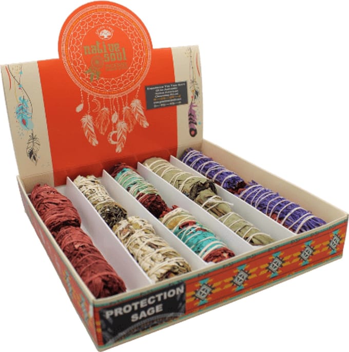 Native Soul Bescherming Salie smudge sticks - 10 stuks met display