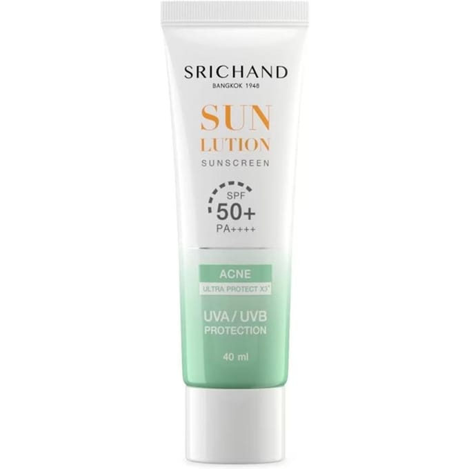 Srichand Sunlution Acne Care Zonnebrandcrème SPF50+ PA++++ 40 ml. 40 ml. white