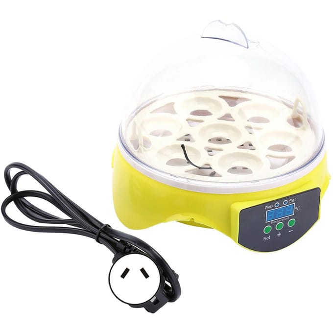 7 Eieren Incubator Digitaal LED Handmatig Draaien Kip Eend Uitbroeder yellow