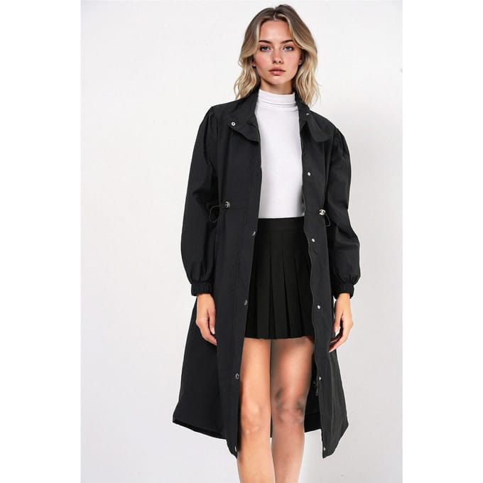 Lange Lijn Trenchcoat met Omgeslagen Kraag