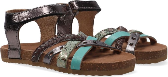Ton & Ton Meisjes Platte sandalen - Pl_omo08 - Zilver - Leer - - Maat 26