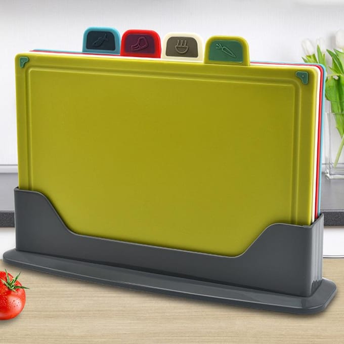4 stuks Voedsel Classificatie Snijplanken PP TPR Draagbaar Antislip Snijplanken Keukengereedschap Met yellow