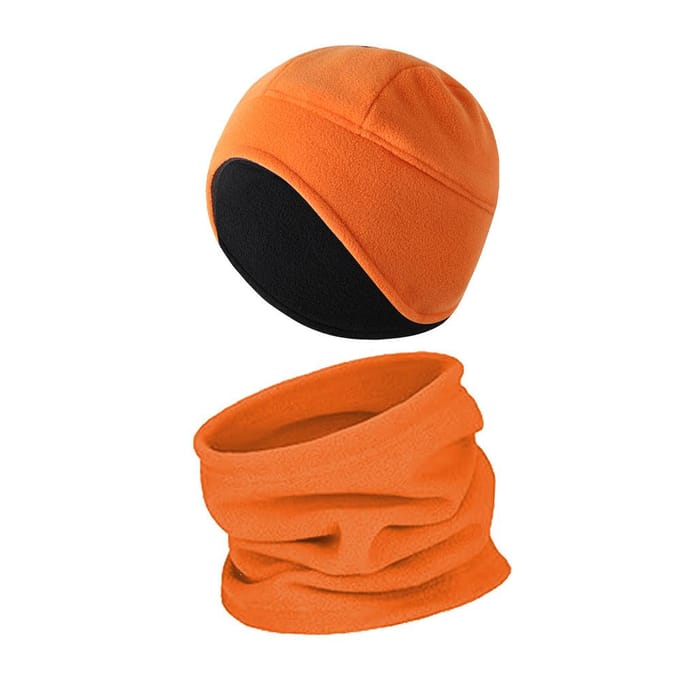 Ensemble bonnet et écharpe d'hiver coupe-vent pour ski, cache-cou, cache-cou, écharpe pour le visage orange