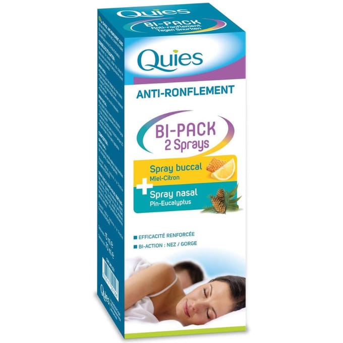 Quies Tegen Snurken Bipack Spray Neus 15ml + Mond 70ml