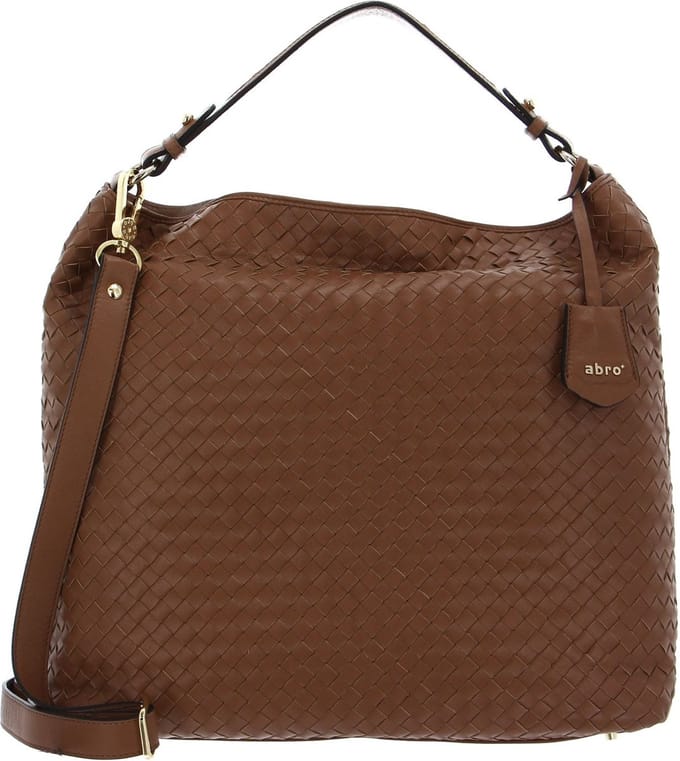 abro Leren Schoudertas Leather Piuma Weaving Hobo Bag Elvi Cuoio Bruine