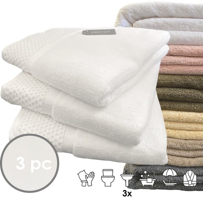 iSleep Deluxe Handdoek - 3 Stuks - 60x110 cm - Wit