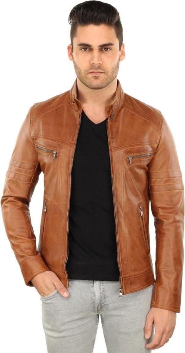 Versano Dallas Leren Heren Bikerjack Heren Jack 3XL - Cognac