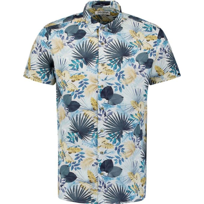 No Excess Shirt short sleeve allover printed blue