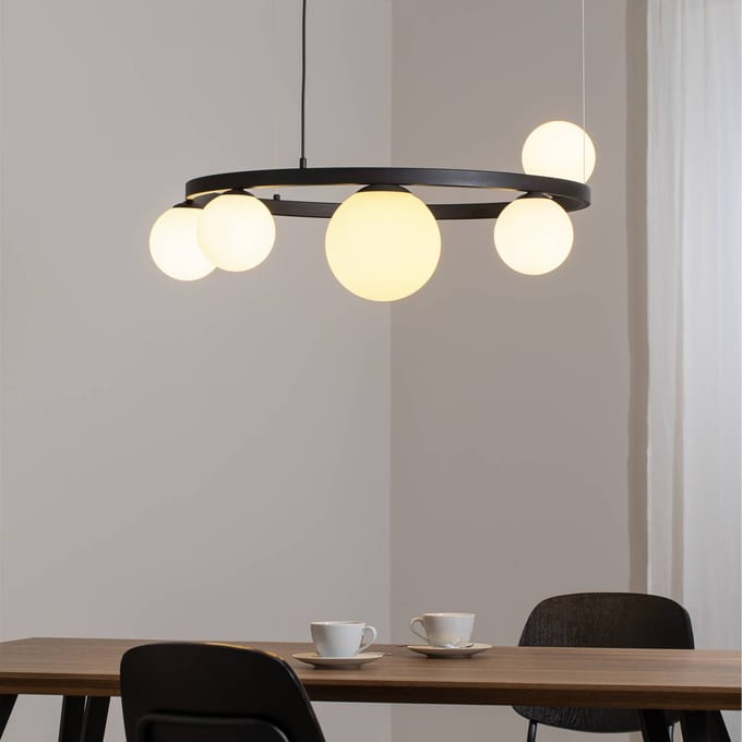 Aldex Garda 5 Ring Hanglamp Zwart - Stijlvolle Verlichting