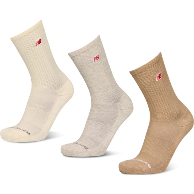 New Balance Crew 3 Pack Sokken Unisex - Beige - Maat 43-46 - Katoen