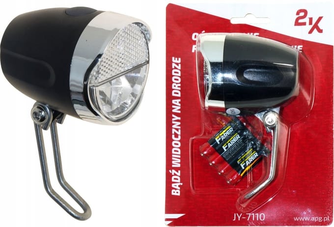 2K - Fietsverlichting - 1W LED - Zwart - Monteerbaar op Vork