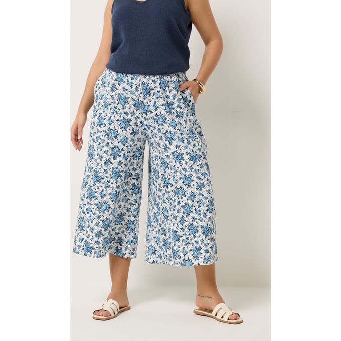 Yours Witte Culottes Met Fijne Bloemenprint Size 46