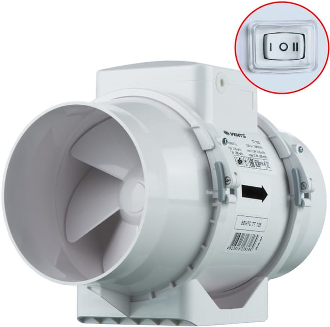 Vents TT buisventilator 100 mm - Met 2-standen schakelaar - Tot 187 m³/h