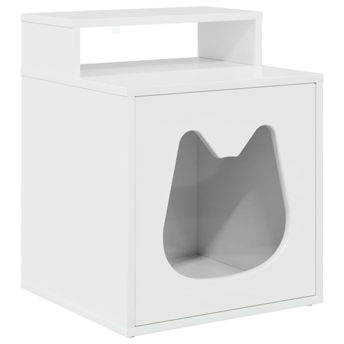 Maison pour Chat Blanc Brillant 42,5 x 40 x 53,5 cm Bois d'Ingénierie