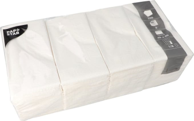 250 Servetten 3-laags 1/8 vouw 40 cm x 40 cm wit