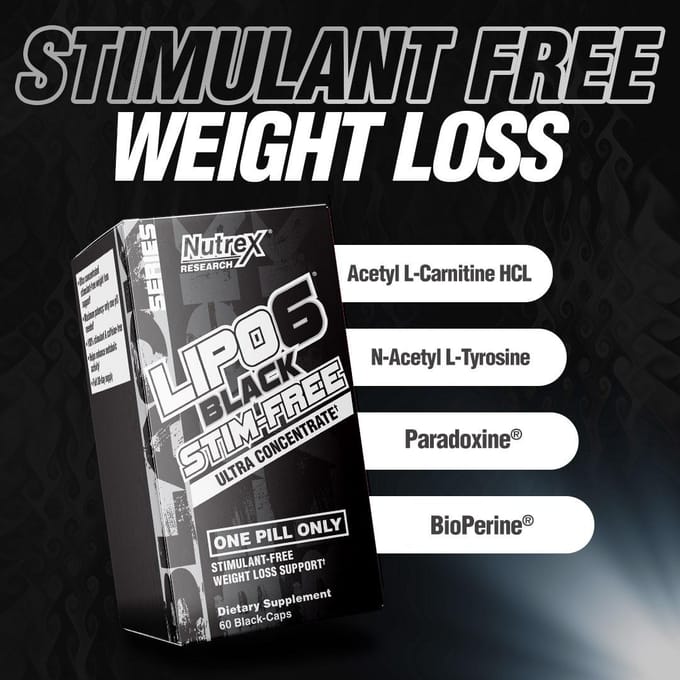 NUTREX LIPO-6 ZWART STIM-VRIJ, 60 doppen