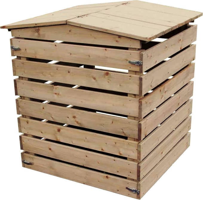 Houten Composter - Compostbak Tuin - Afval Verwerken - Inklapbaar Deksel - 78 x 75 x 91 cm - Houtkleur